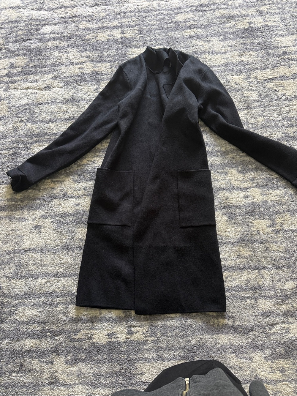 Love Token Black Long Open-Front Sweater Coat